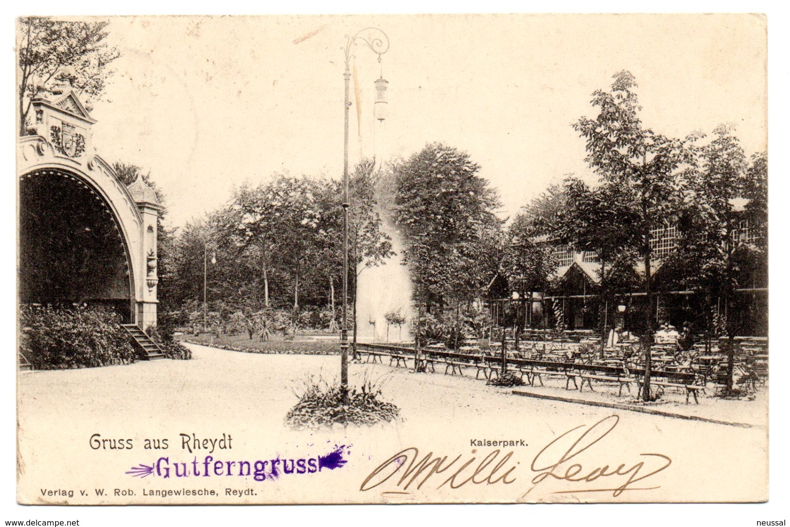 Tarjeta Postal Circulada De 1903 Gruss Aus Rheydt Kaiserpark - Otros & Sin Clasificación