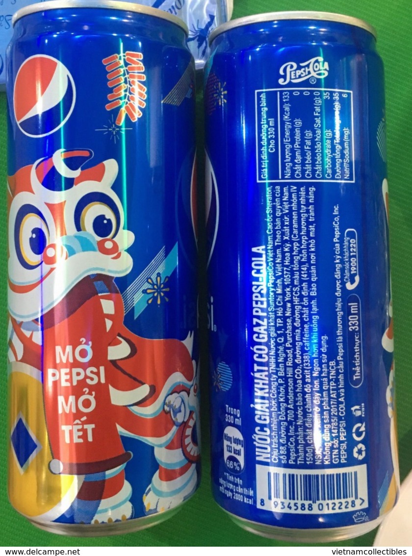 A Vietnam Viet Nam Pepsi 330ml SLIM Can : NEW YEAR 2020 - Licorn / Opened By 2 Holes - Dosen