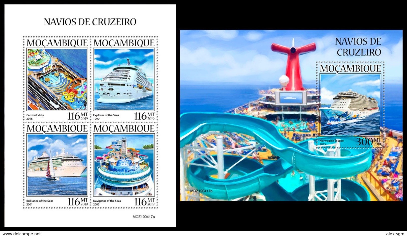 MOZAMBIQUE 2019 - Cruise Ships. M/S + S/S. Official Issue [MOZ190417] - Other & Unclassified