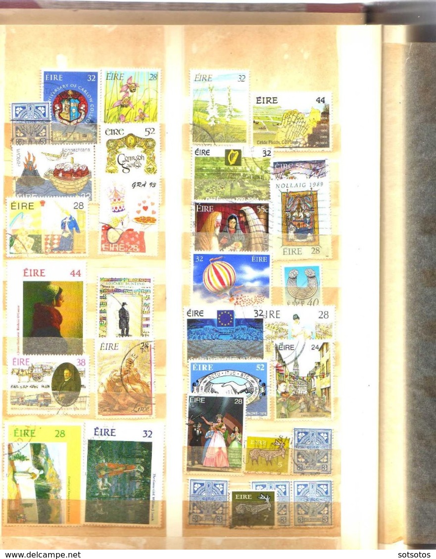 EIRE: Collection Of 430 (+3 Booklets) Stamps, Mainly Ysed (some Mint And Some In Se Tenant Or Blocks) - Collections, Lots & Series