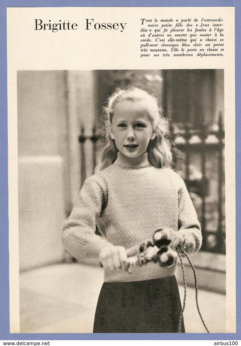 COUPURE De PRESSE 1955 - 17,5 X 24,5 Cm - PHOTO ACTRICE BRIGITTE FOSSEY ENFANT - FILM JEUX INTERDITS - Other Formats
