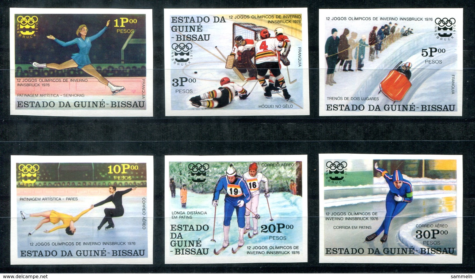 5134 - GUINEA-BISSAU - Mi. 404-409 B ** - EISHOCKEY / OLYMPIA / OLYMPICS / HOCKEY / BOBSLEIGH - Guinea-Bissau