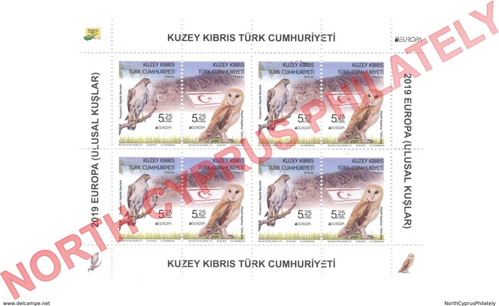 2019 TURKISH CYPRUS ZYPERN CHYPRE CIPRO " Europa - Bird - Owl - Eagle " Souvenir Sheet MNH - 2019