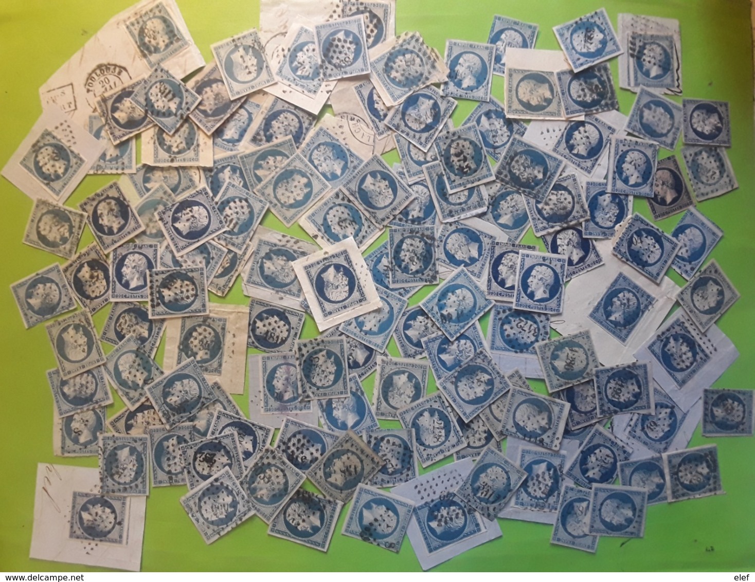 Lot De 120 Timbres Empire No 14 , 20 C Bleu , Obl Tous Types Et Nuances - 1853-1860 Napoleone III