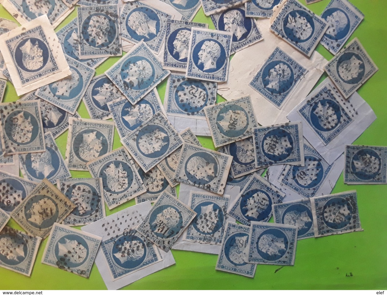 Lot De 120 Timbres Empire No 14 , 20 C Bleu , Obl Tous Types Et Nuances - 1853-1860 Napoleone III