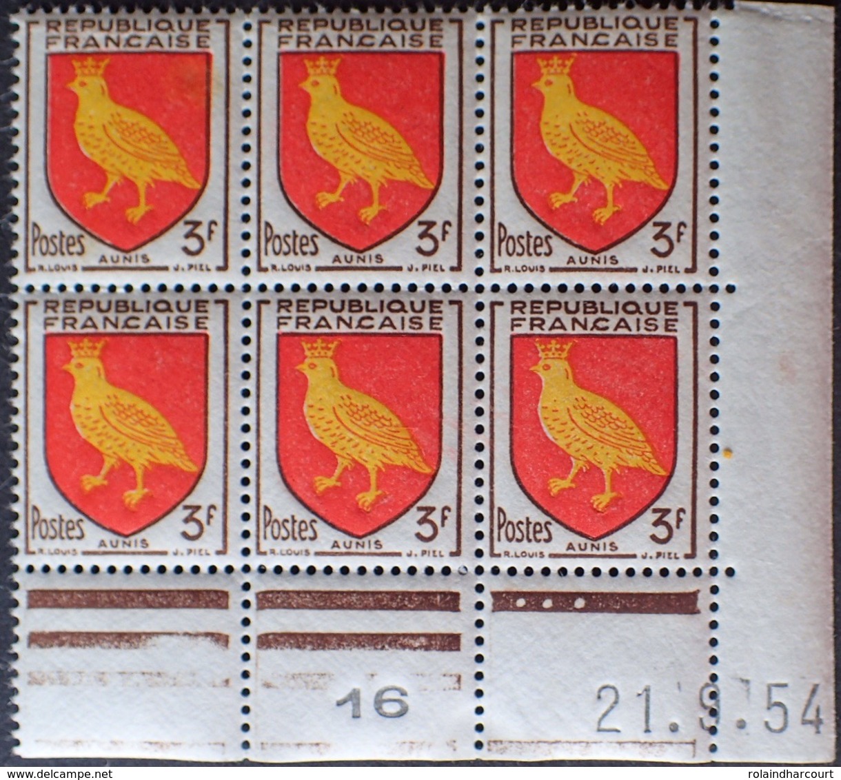 R1615/1327 - 1954 - BLASON / AUNIS - BLOC - N°1004 TIMBRES NEUFS** CdF Daté - 1950-1959