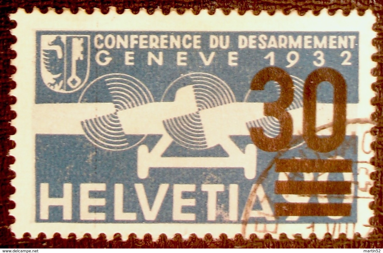 Schweiz Suisse 1936: Aufdruck "30" Zu Flug 23 Mi 292 Yv PA23 Mit Eck-o SCHWEIZ. AUTOMOBIL-POSTBUREAU (Zu CHF 25.00) - Gebraucht