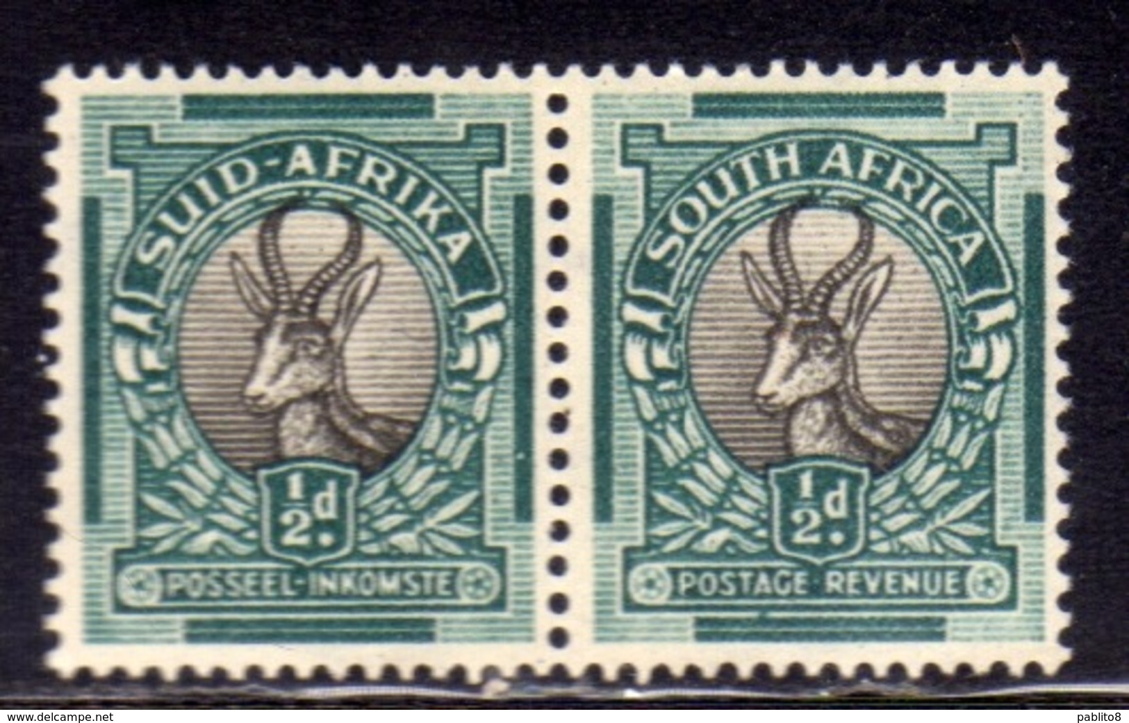 SUD SOUTH AFRICA RSA AFRIQUE 1926 SPRINGBOK PAIR BILINGUAL COPPIA BILINGUE MNH - Nuovi