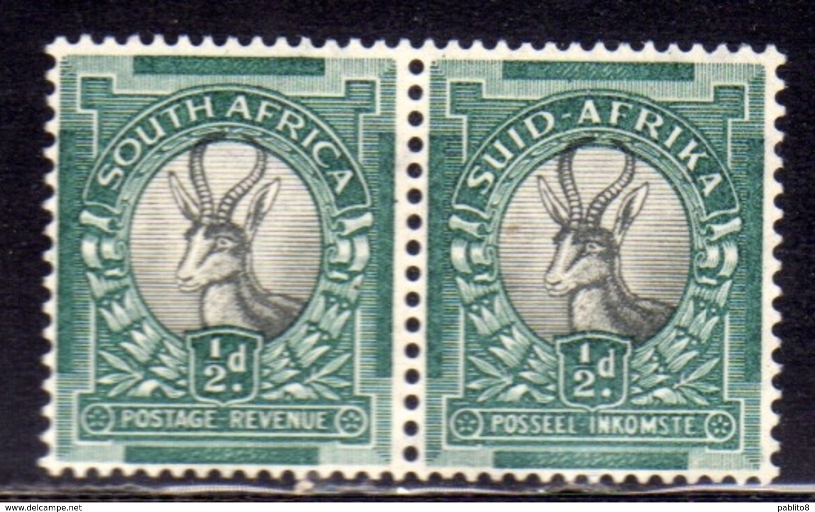 SUD SOUTH AFRICA RSA AFRIQUE 1926 SPRINGBOK PAIR BILINGUAL COPPIA BILINGUE MNH - Nuovi