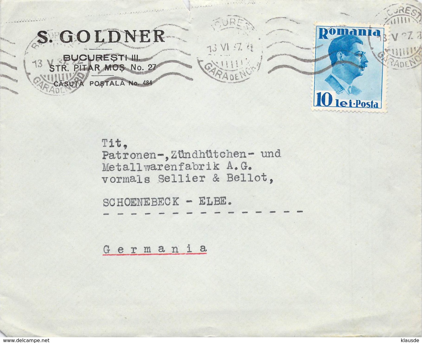 Cover Bukaresti > Deutschland 1937 - Briefe U. Dokumente