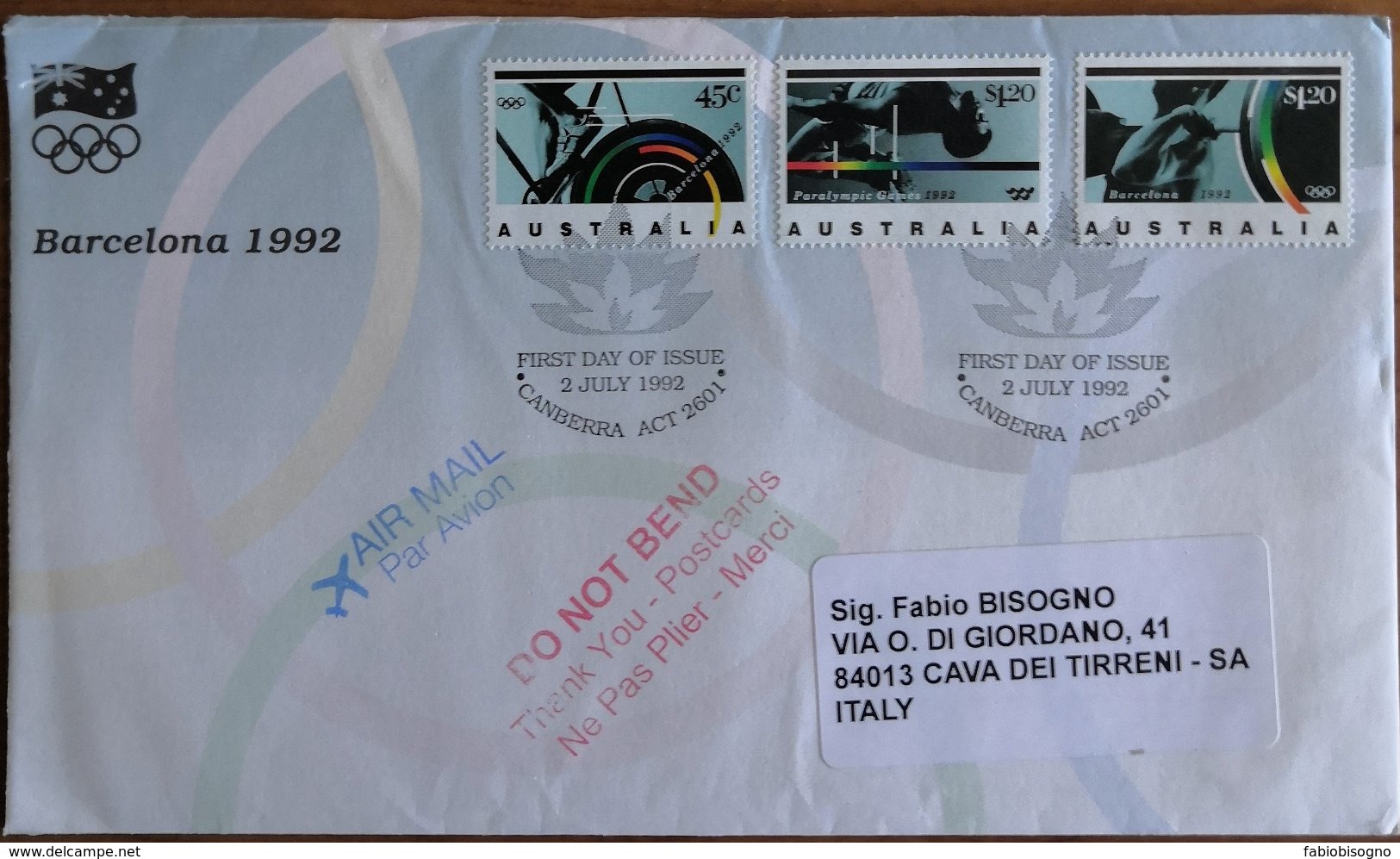 Australia 1992 - Paralympic Games Barcelona 1992 - FDC - Summer 1992: Barcelona