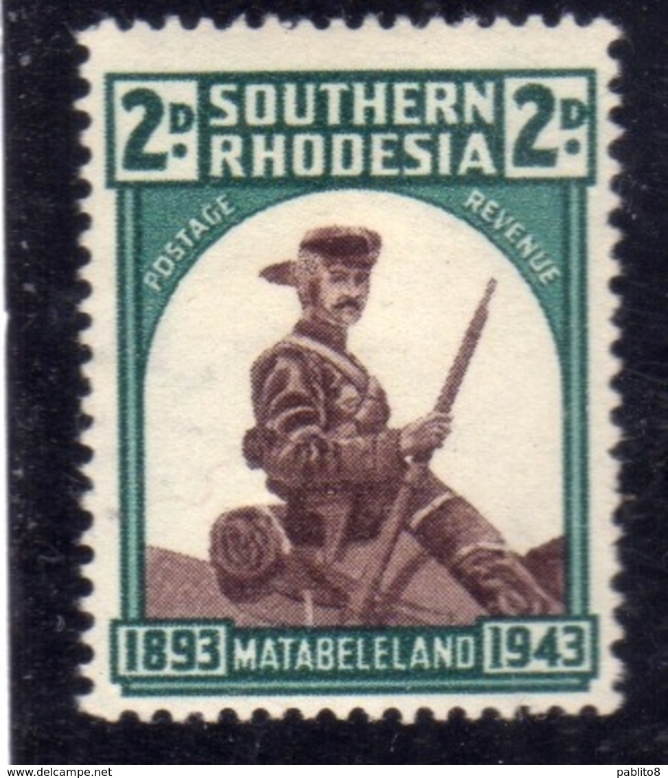 SOUTHERN RHODESIA RODESIA DEL SUD 1943 VARIETY 'hat Brim'  PIONEER PIONIERE 2p MNH - Rhodesia Del Sud (...-1964)