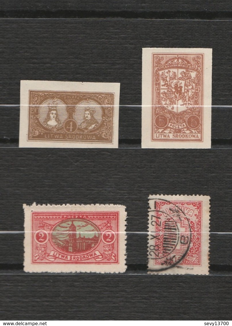 Lituanie Lot 4 Timbres Lituanie Centrale Année 1921 Mi PL-ML 37 B Mi PL-ML 38 B Mi PL-ML 35 A - Lituanie  1927 MiLT 272 - Lithuania