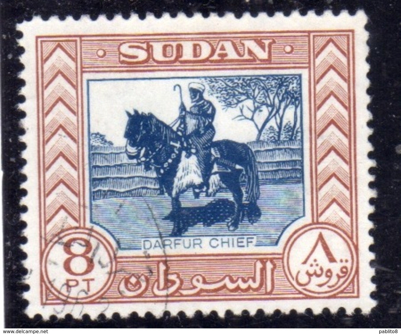 SUDAN SOUDAN 1951 DARFUR CHIEF CAPO 8p USED USATO OBLITERE' - Sudan (...-1951)