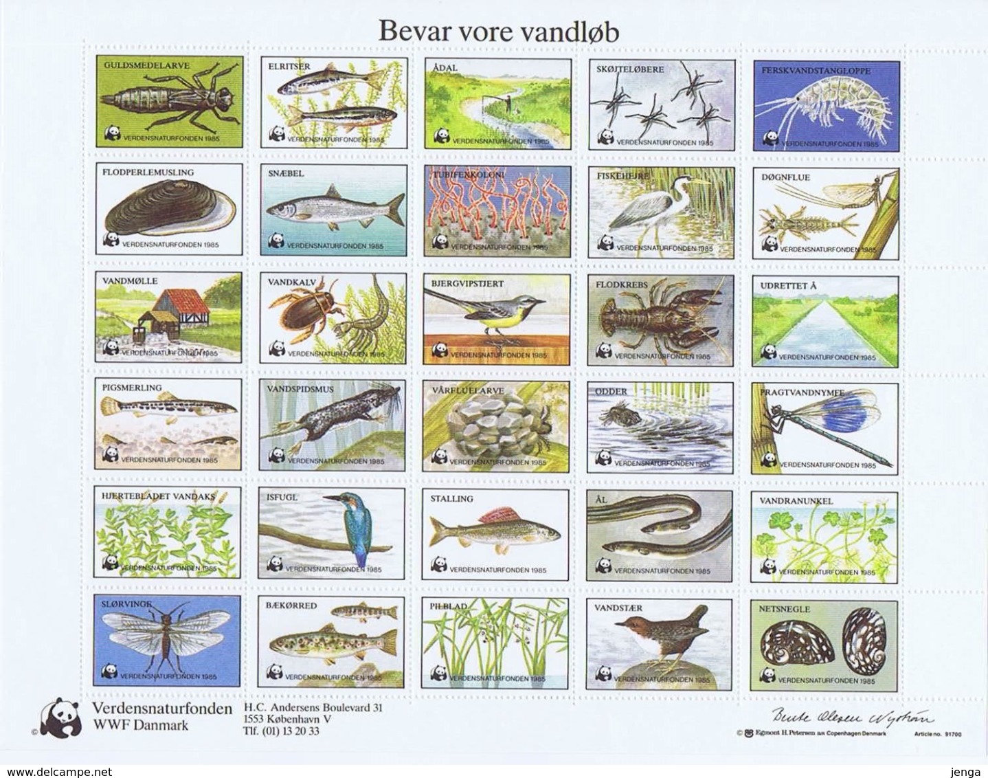 Denmark WWF 1985.  Sheet  With 30 Labels; Fauna And Flora.  Preserve Danish Nature - Altri & Non Classificati