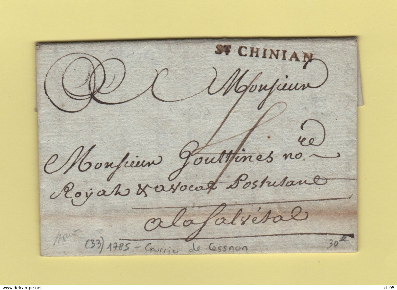 St Chinian - Herault - 1785 - Courrier De Cessnon - 1701-1800: Precursors XVIII