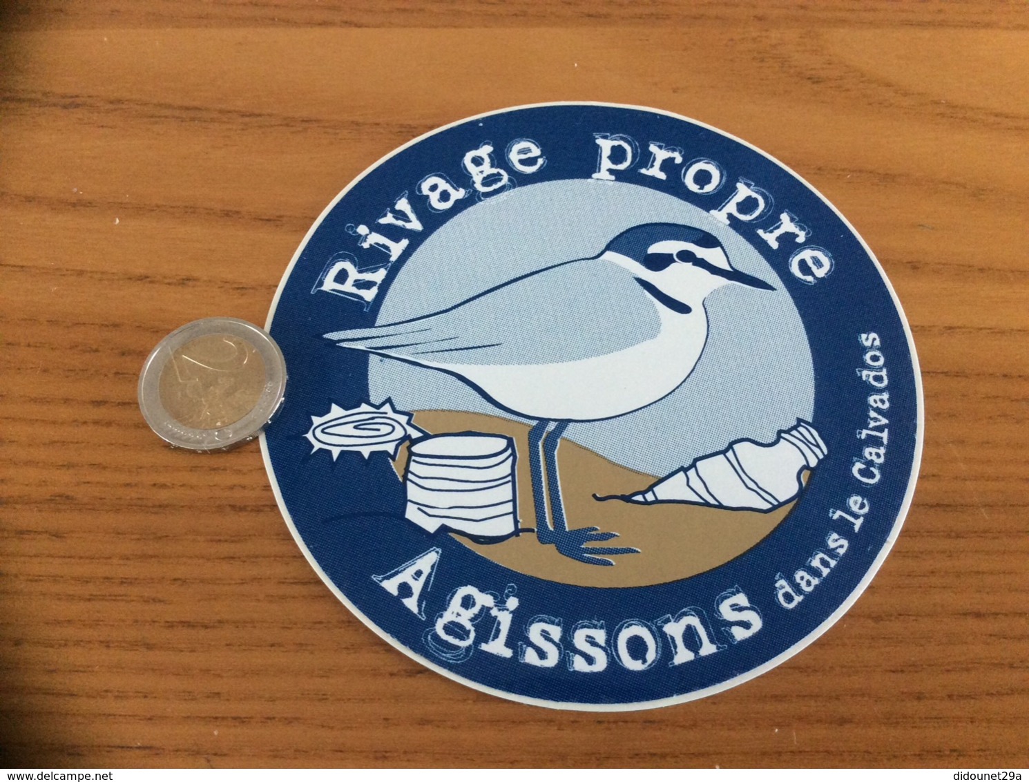 AUTOCOLLANT, Sticker «Rivage Propre - Agissons Dans Le Calvados (14)» (oiseau) - Adesivi