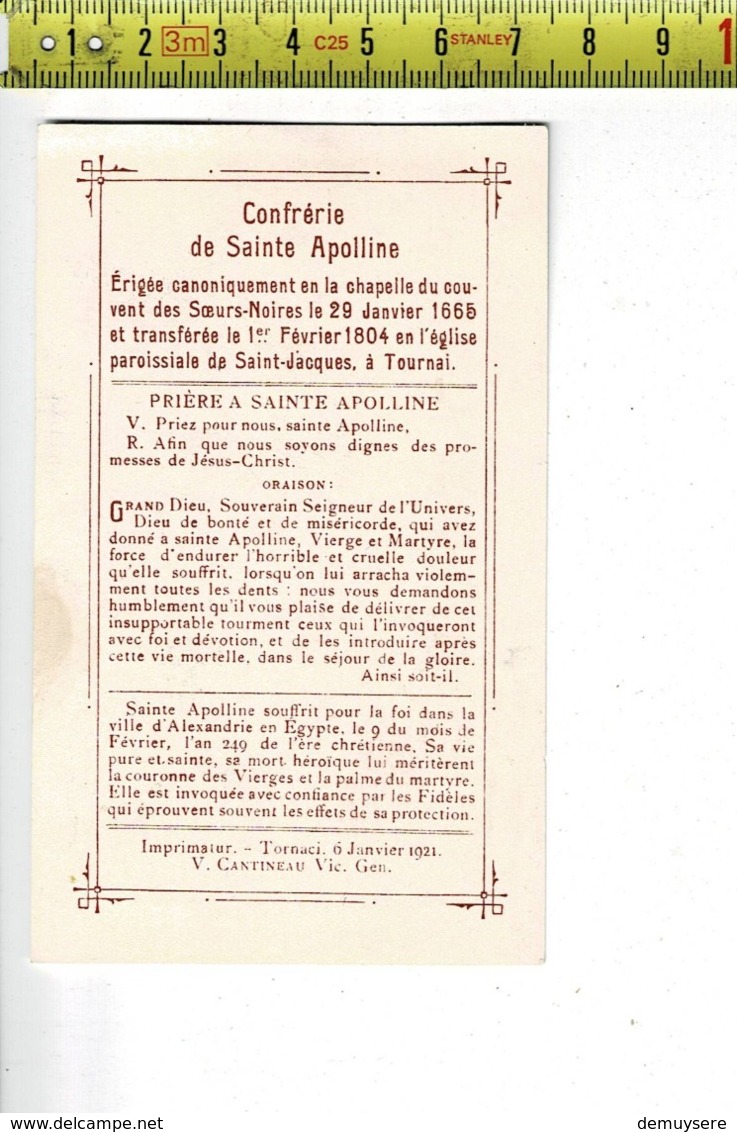 MAP 035 - SAINTE APOLLINE - TORNACI 1921 - Imágenes Religiosas