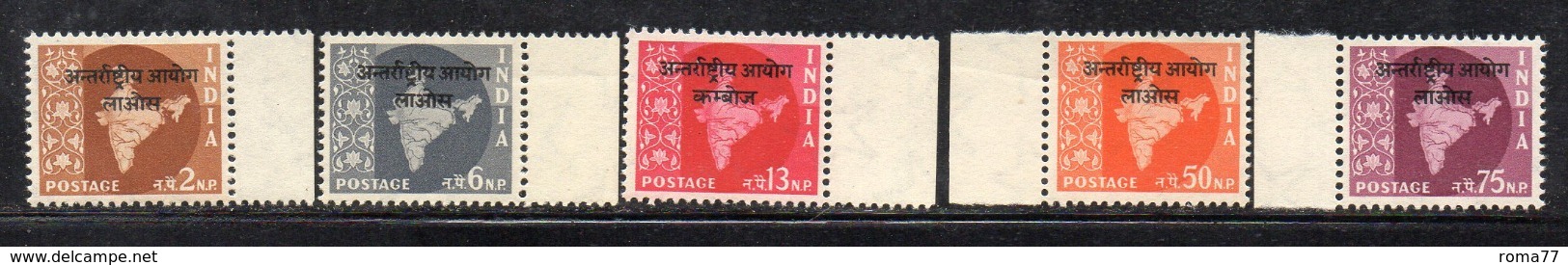 CI886a - INDIA 1957 , Franchigia Militare Yvert Serie N. 33/37 ***  MNH  (2380A)  Laos - Franchigia Militare