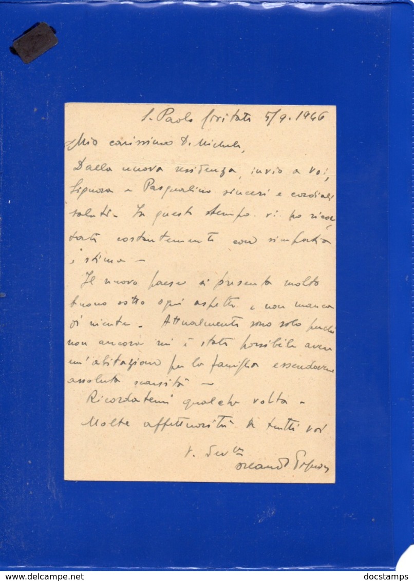 ##(DAN1910)-6-9-1946-Cartolina Postale Democratica L.2 Da S.Paolo Civitate Frazionario (26-48) A Vinchiaturo-Campobasso - 1946-60: Poststempel