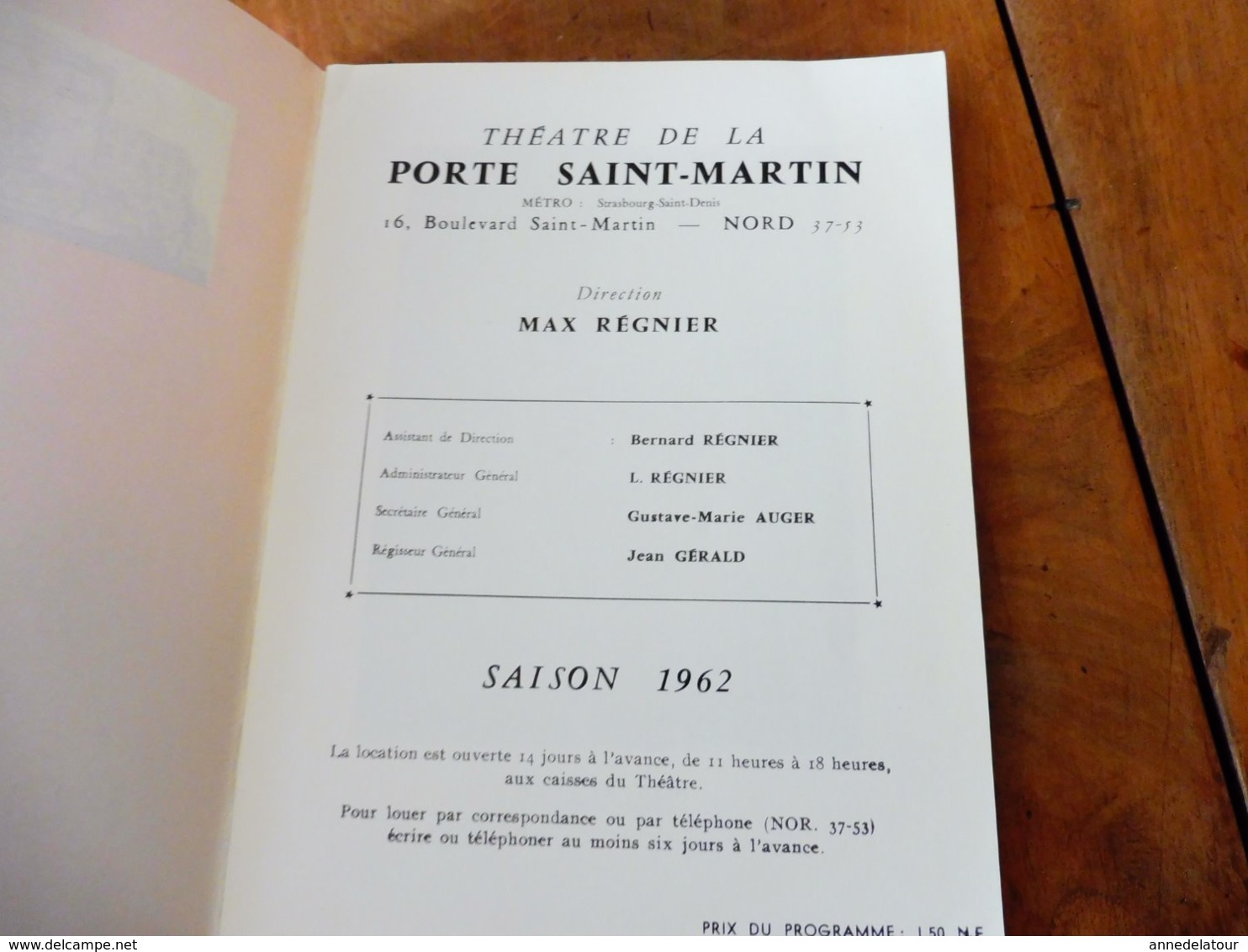 1962 Théâtre De La PORTE St-MARTIN ,son Histoire En 5 Pages Texte Et Dessins ( Louis De Funès, Autres Photos D'acteurs ) - Sonstige & Ohne Zuordnung