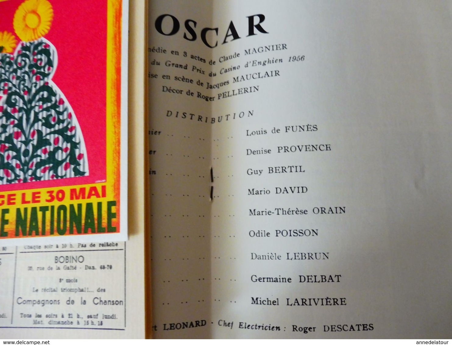 1962 Théâtre de la PORTE St-MARTIN ,son histoire en 5 pages texte et dessins ( Louis de Funès, autres photos d'acteurs )