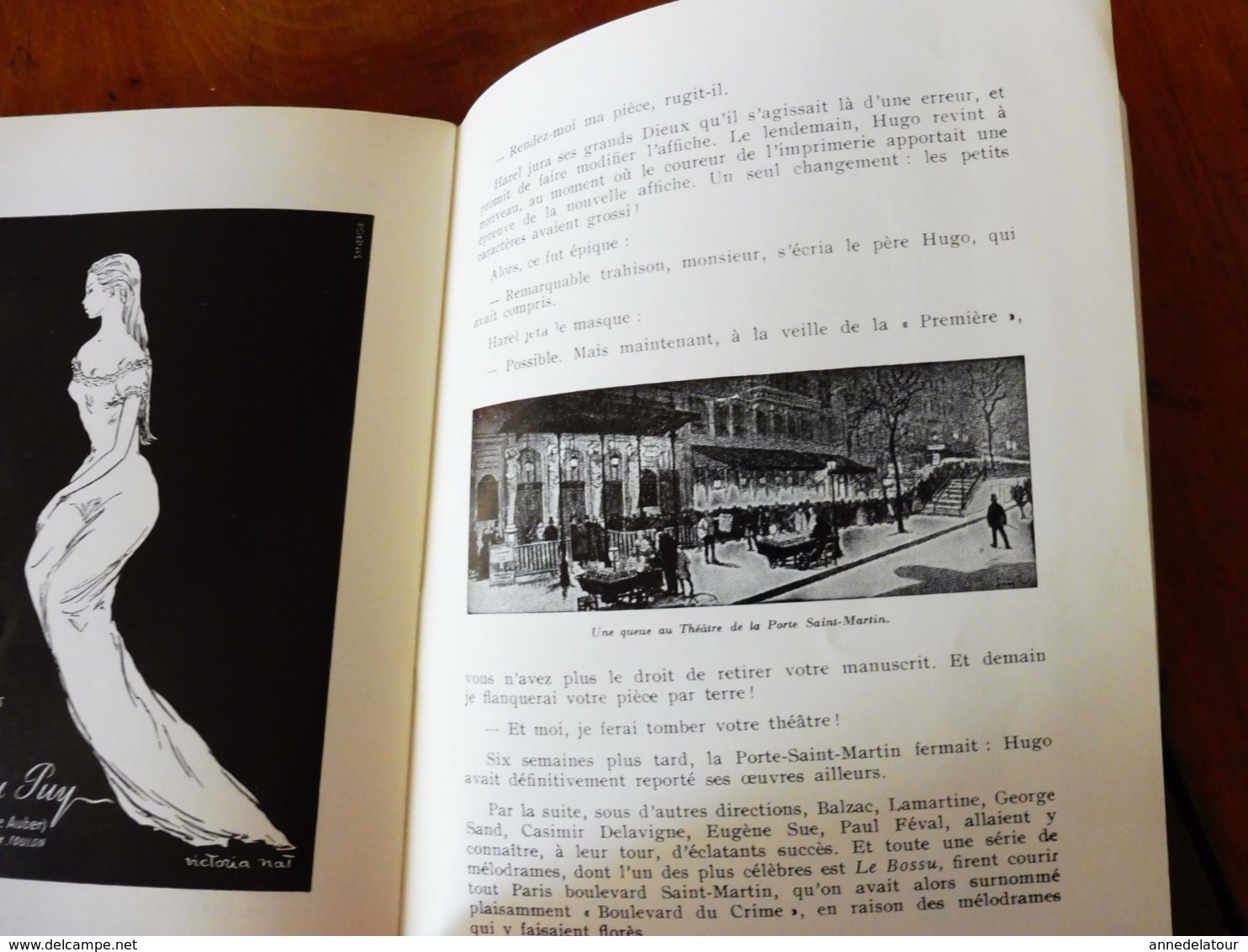 1962 Théâtre de la PORTE St-MARTIN ,son histoire en 5 pages texte et dessins ( Louis de Funès, autres photos d'acteurs )