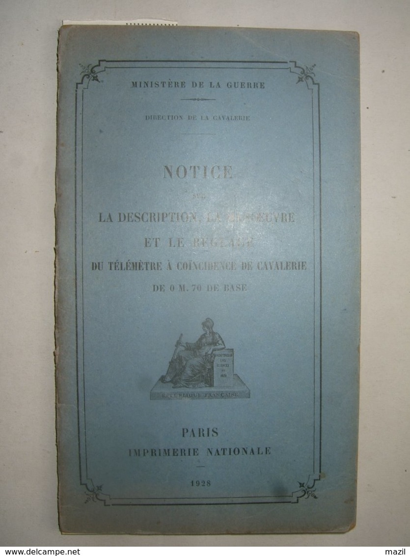 Notice  :  Télémètre à Coincidence De Cavalerie De 0,70  1928 - Autres & Non Classés