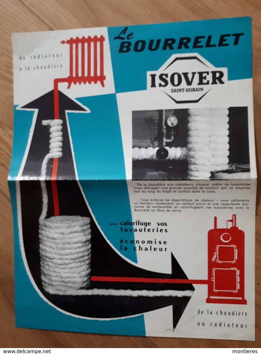 Prospectus Le Bourrelet ISOVER SAINT GOBAIN Du Radiateur à La Chaudière - Novembre 1953 - Elettricità & Gas