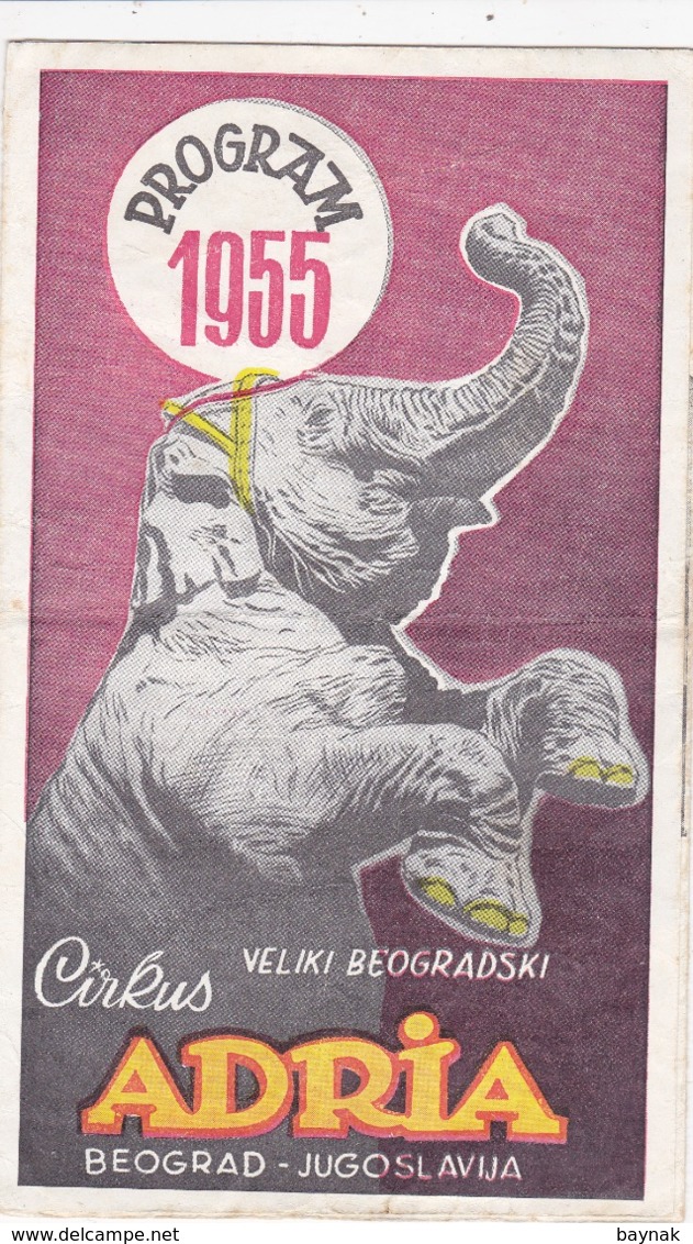 CIRCUS  --  CIRKUS   ,, ADRIA ,,  BEOGRAD, YUGOSLAVIA  --  1955  --  PROGRAMM - Ohne Zuordnung