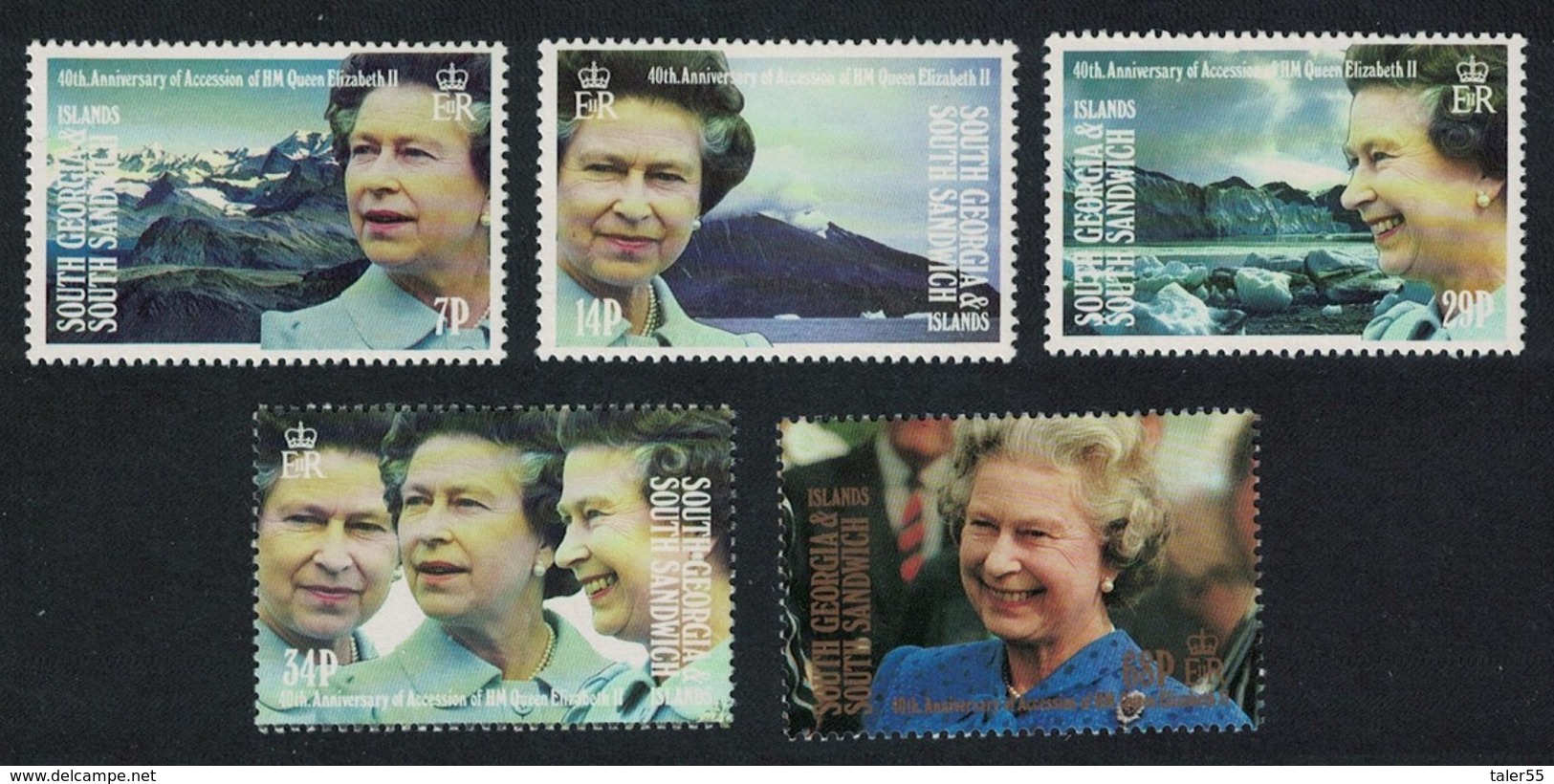 South Georgia 40th Anniversary Of Queen Elizabeth II's Accession 5v MNH SG#209-213 - Südgeorgien