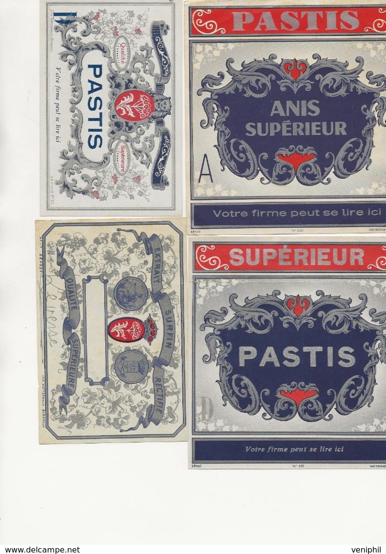 LOT DE 6 ETIQUETTES PASTIS -ANIS  -TB - Autres & Non Classés