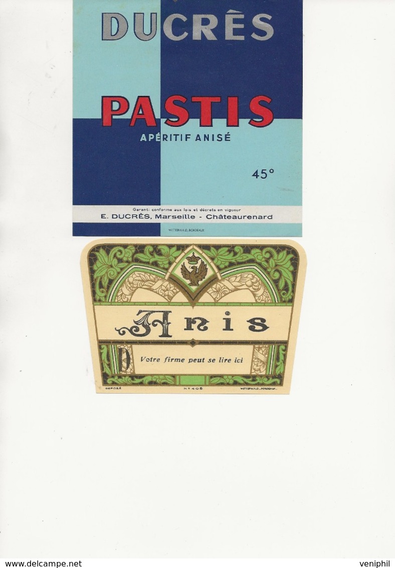 LOT DE 6 ETIQUETTES PASTIS -ANIS  -TB - Sonstige & Ohne Zuordnung