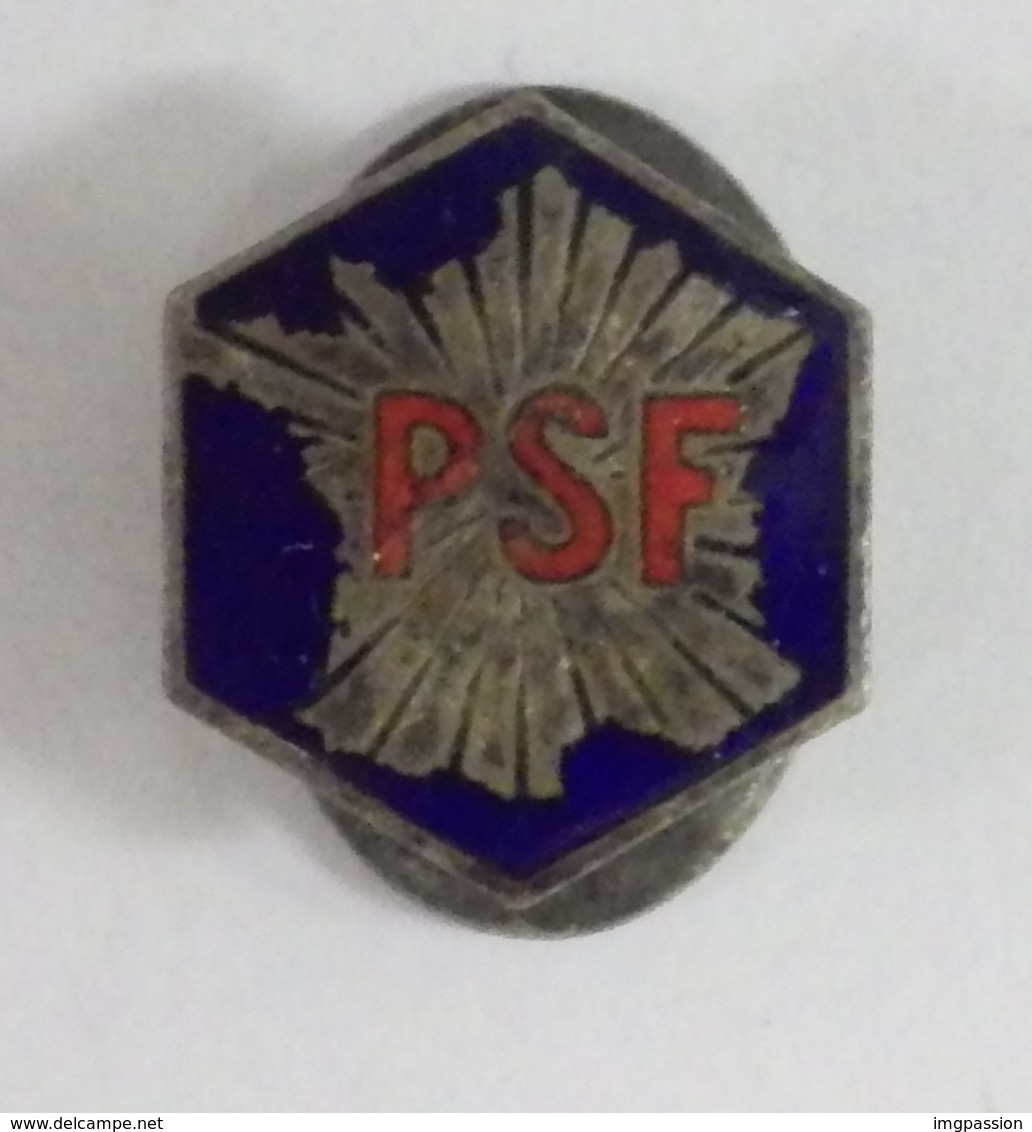Insigne émaillé Ancien PSF - Parti Social Français - 1938 - L. Aubert - Autres & Non Classés