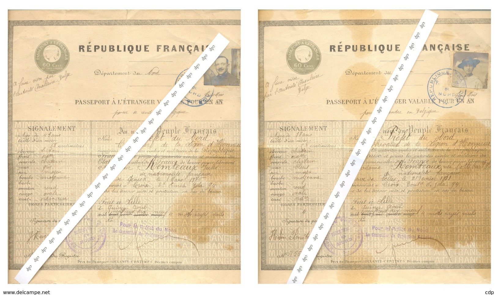 FRANCE Lot 2 Passeports à L'étranger   1919 - Wetten & Decreten