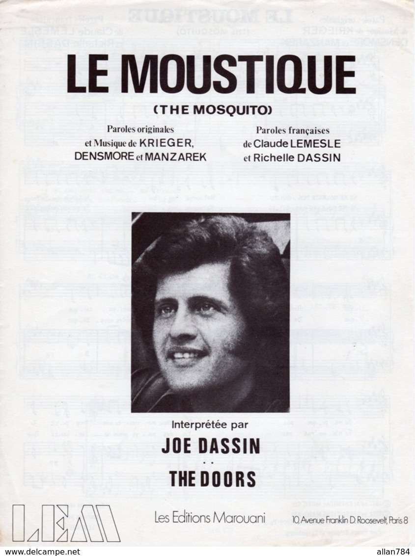 PARTITION LE MOUSTIQUE - JOE DASSIN - 1972 - EXC ETAT - - Otros & Sin Clasificación