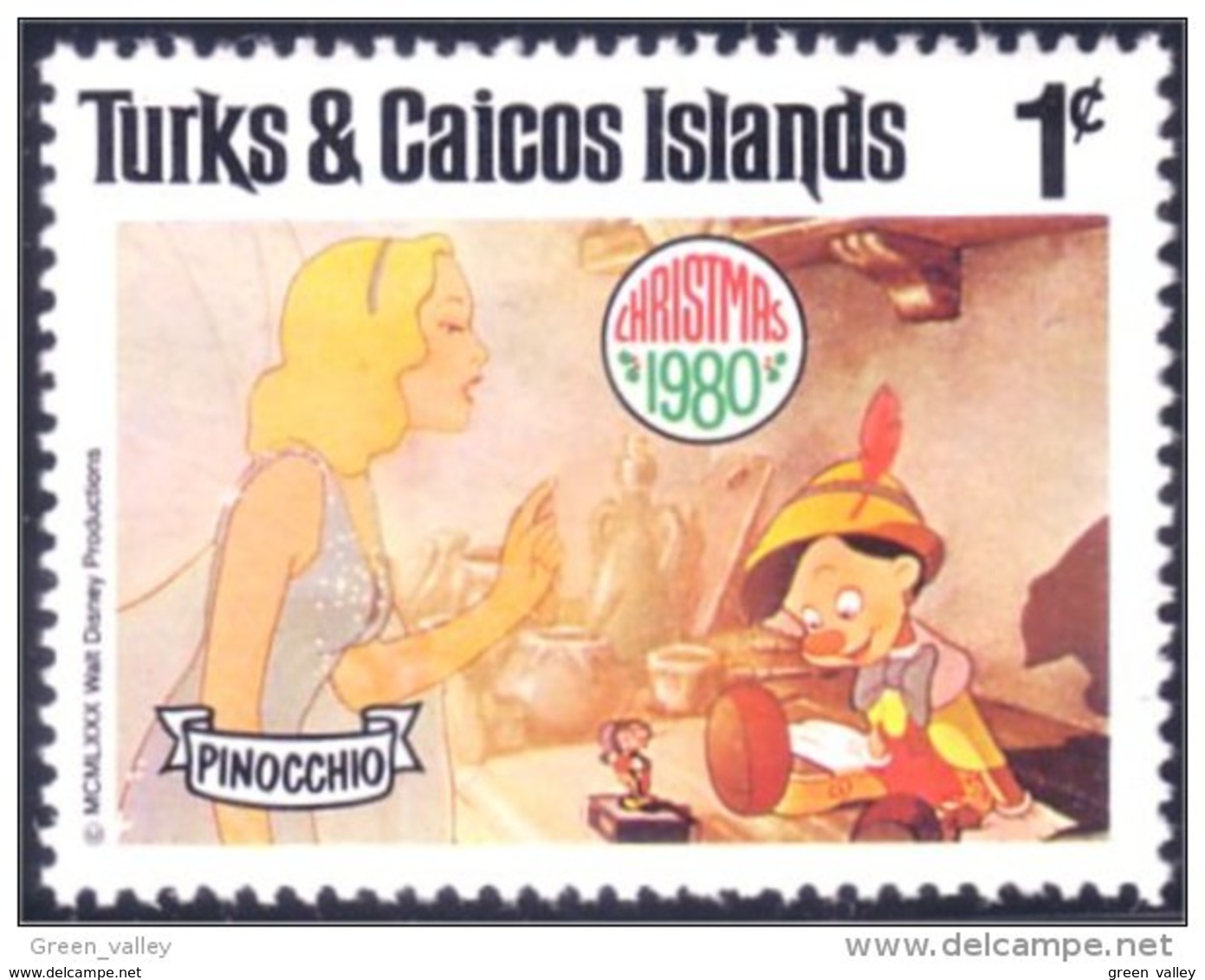 886 Turks Caicos Disney Pinocchio Noel Christmas Blue Fairy Jiminy Cricket MNH ** Neuf SC (TUK-62a) - Turcas Y Caicos