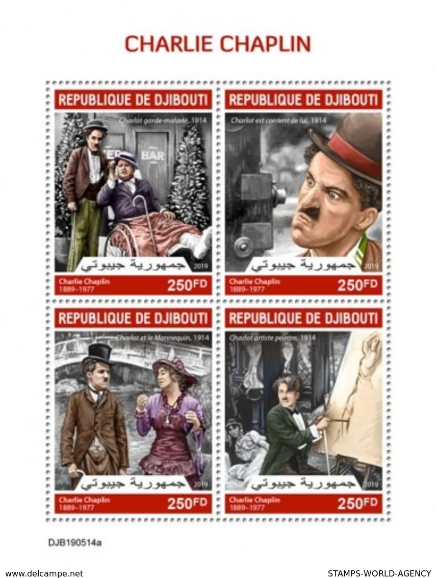 2019-10- DJIBOUTI -   CHARLIE CHAPLIN     4V    MNH** - Cinéma