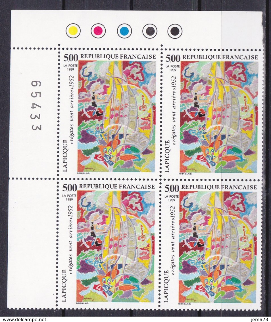 N° 2606 Série Artistique:" Régates Vent Arrière" De Lapique 1 Bloc De 4  Timbres Neuf Impeccable - Neufs