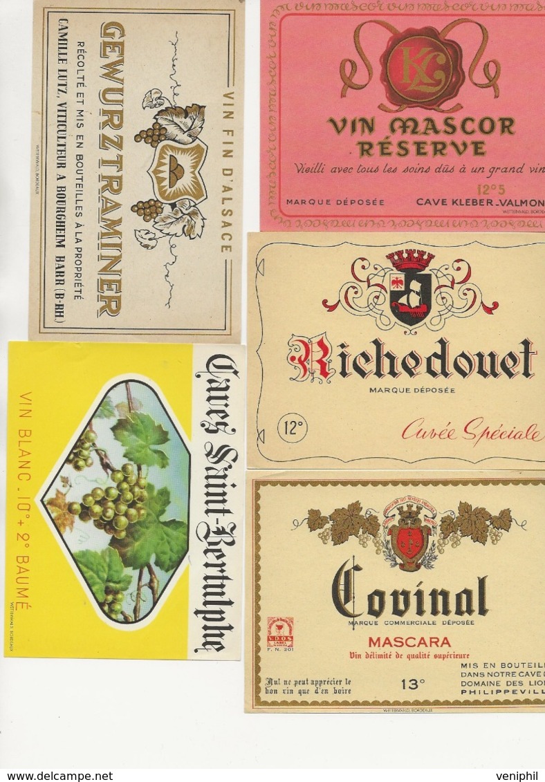 LOT DE 10 ETIQUETTES  DIFFERENTES VIN ROUGE ET BLANC - Collezioni & Lotti