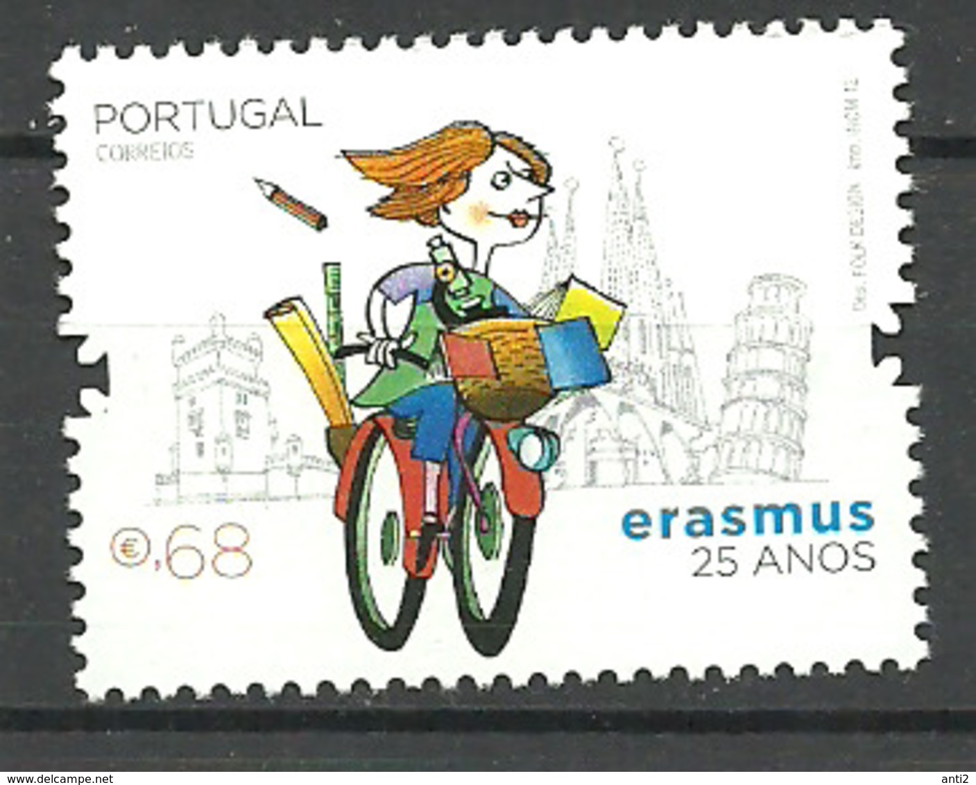 Portugal  2012 25 Years Education Project "Erasmus", Student On Bicycle Mi 3718, MNH(**) - Neufs