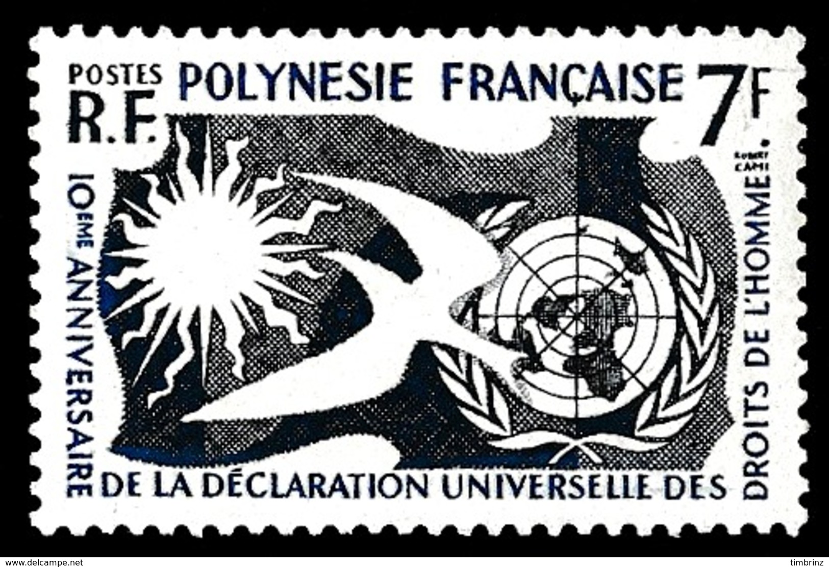 POLYNESIE 1958 - Yv. 12 *   Cote= 12,00 EUR - Déclaration Des Droits De L'Homme  ..Réf.POL24291 - Neufs