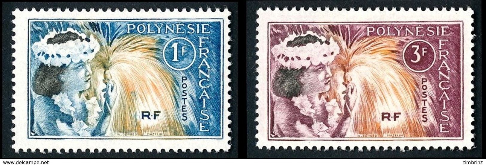 POLYNESIE 1964 - Yv. 27 Et 28 *   Cote= 1,60 EUR - Danseuse Tahitienne (2 Val.)  ..Réf.POL24302 - Neufs