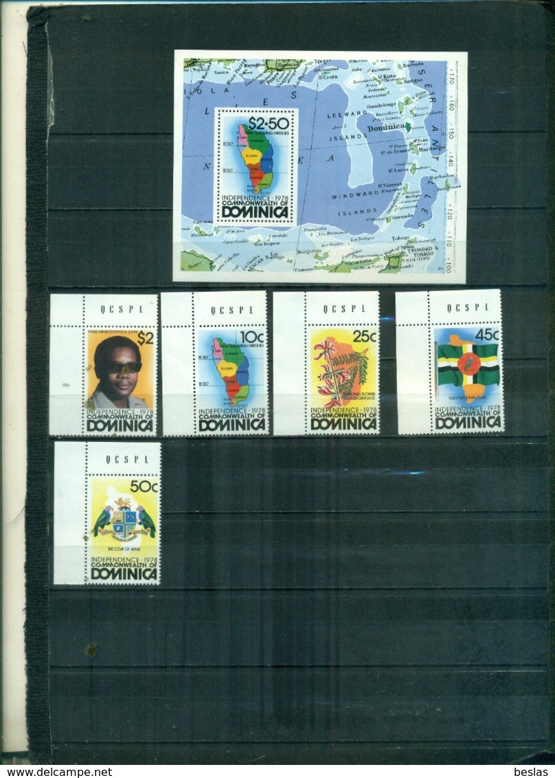 DOMINICA INDEPENDANCE 5 VAL + BF NEUFS A PARTIR DE 0,75 EUROS - Dominica (1978-...)