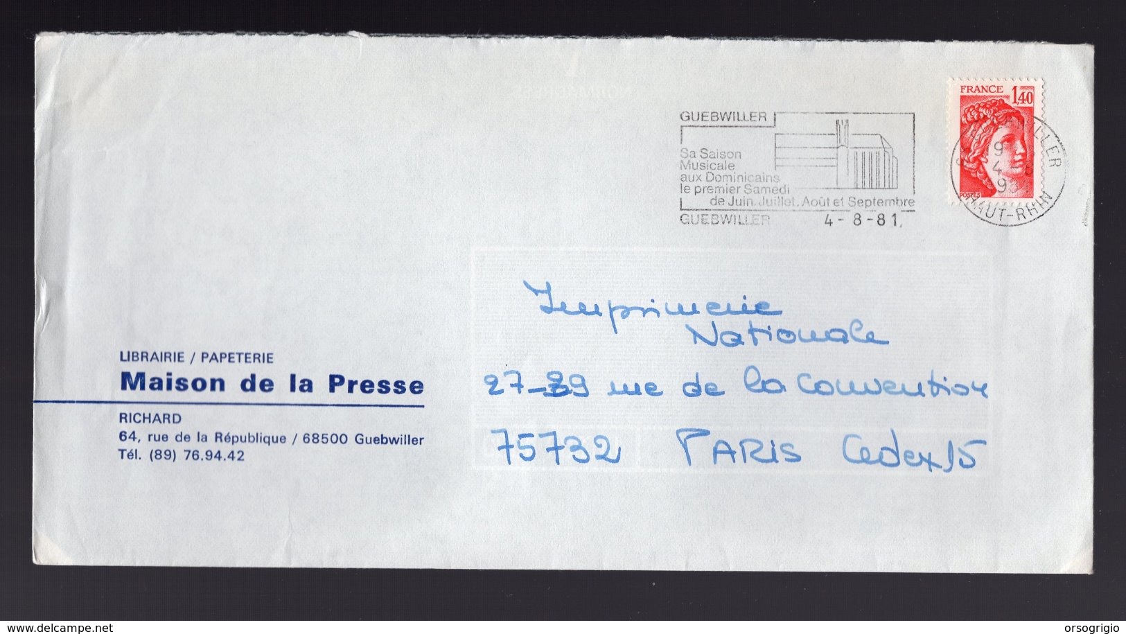 FRANCIA - GUEBWILLER  HAUT-RHIN  1981 - Annullamenti Meccaniche (Varie)