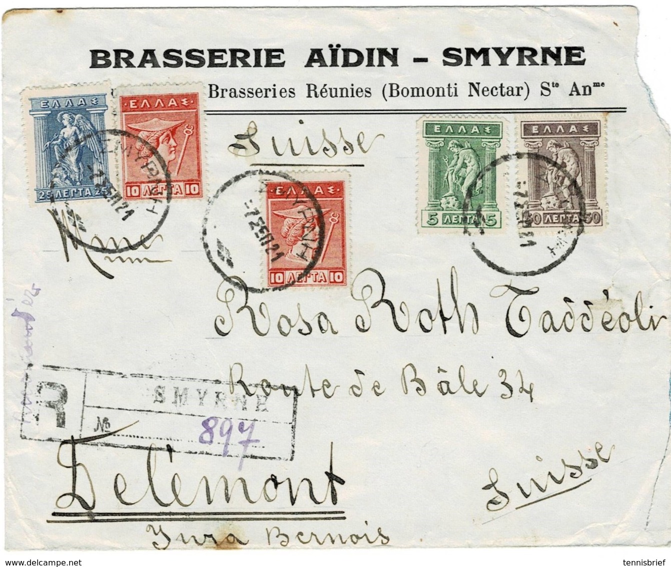 1921 " SMYRNA "  - Registered Cover   A2422 - Storia Postale