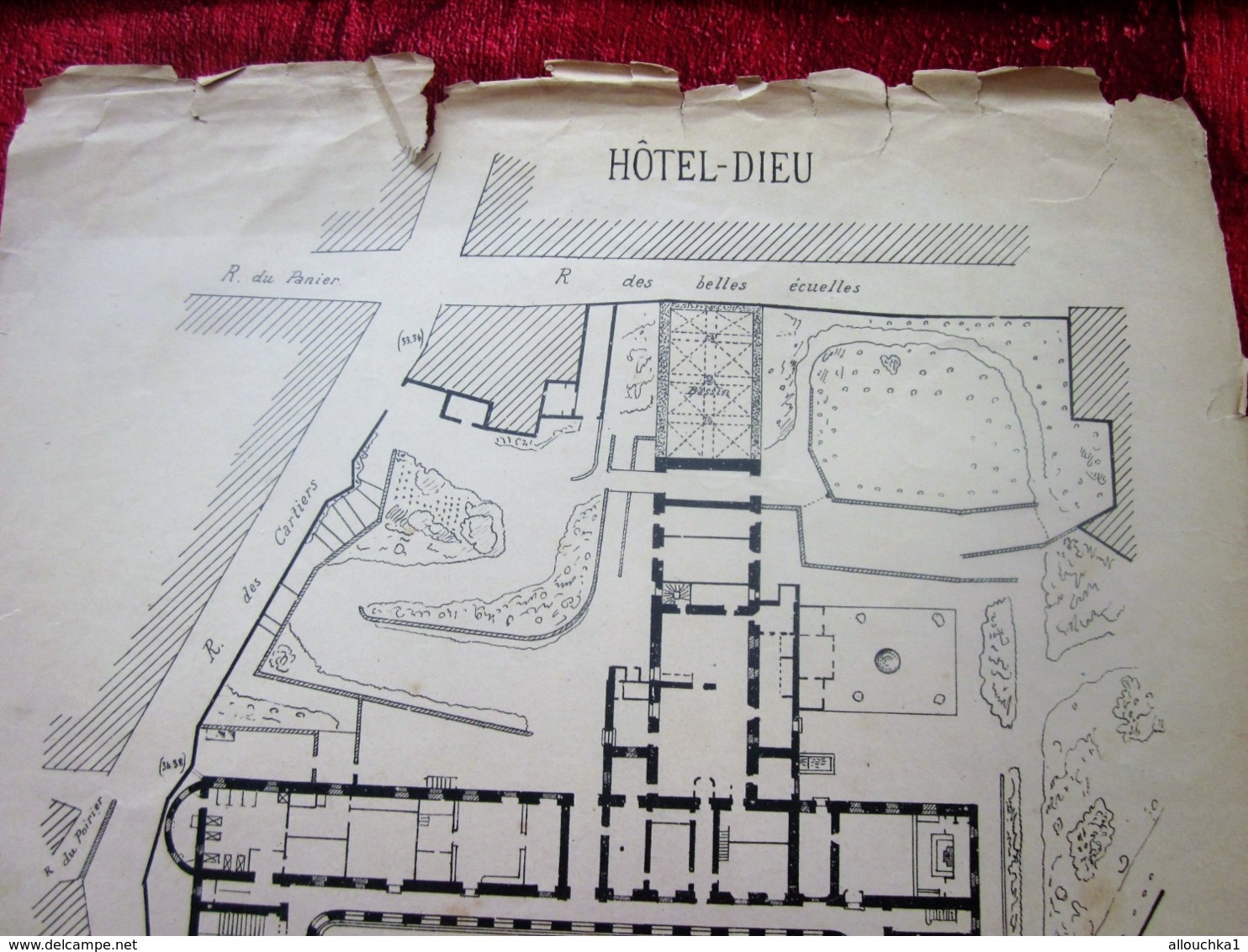 1871 PLAN TECHNIQUE DRESSÉ ARCHITECTE DE FOUCAULT DES HOSPICES HÔPITAL HOTEL DIEU MARSEILLE Planche Travaux Public - Travaux Publics