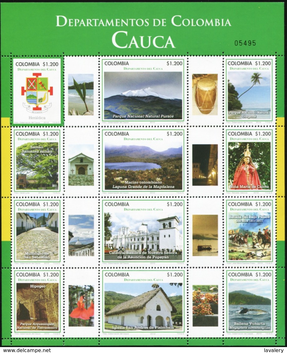 COLOMBIA 2012 Departments Cauca Whale Animals Fauna MNH - Whales