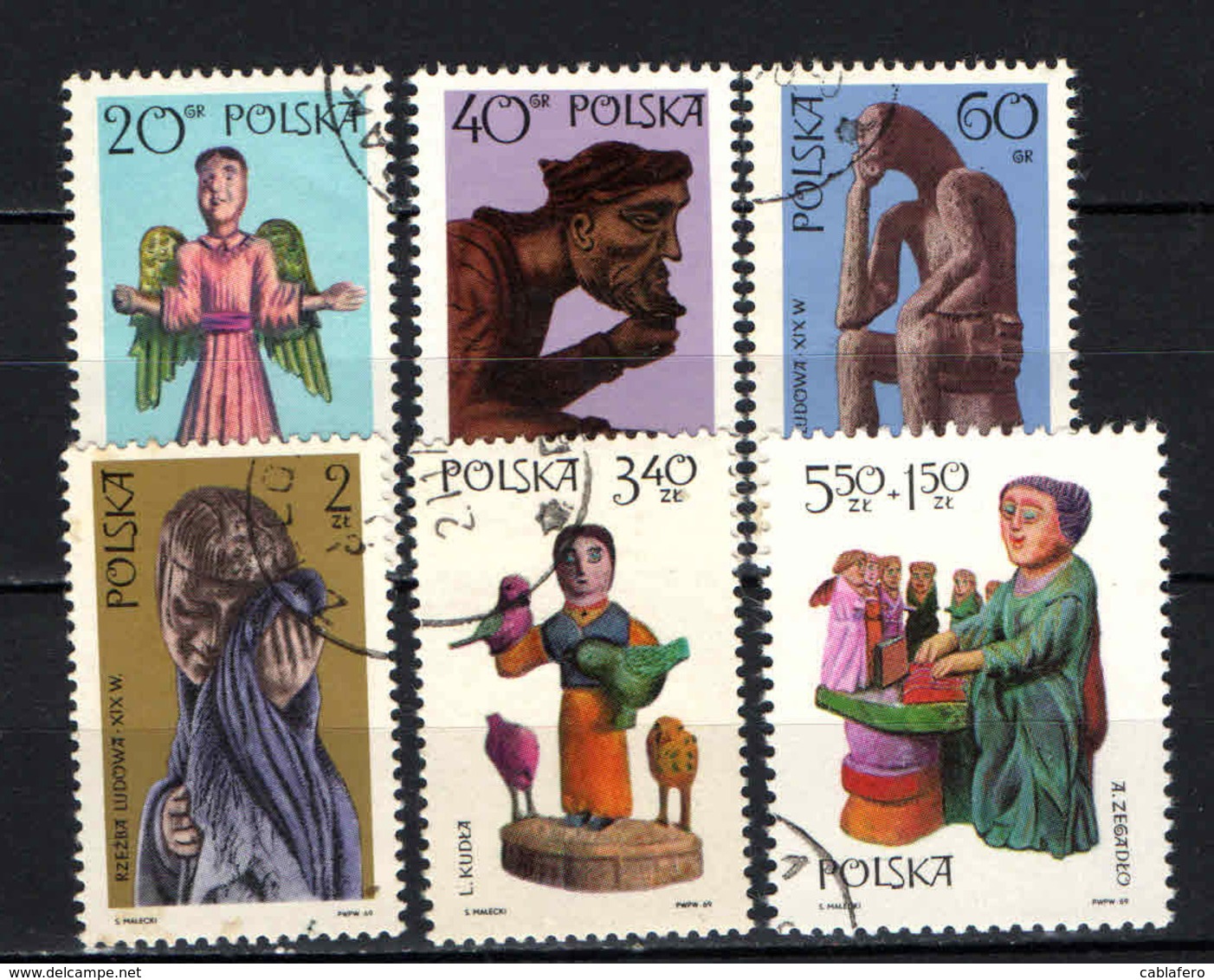 POLONIA - 1969 - Folk Art (Sculptures) - USATI - Used Stamps