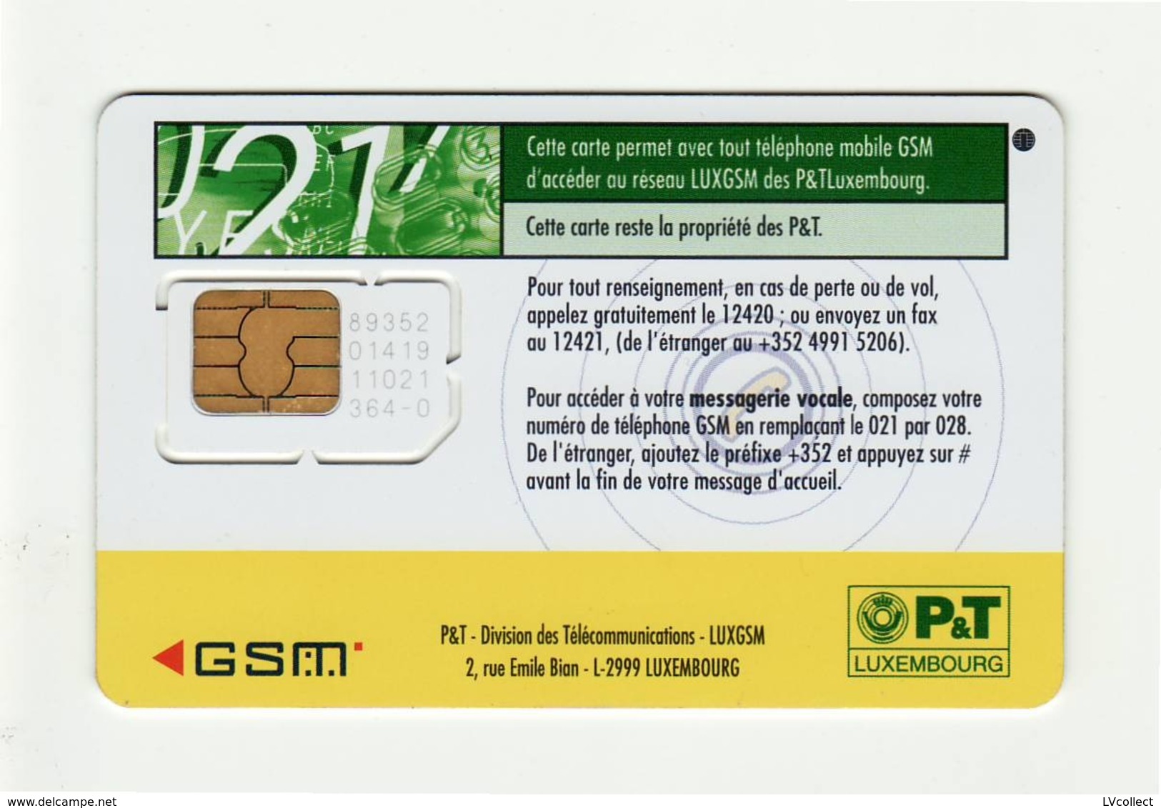 LUXEMBOURG P&T GSM SIM MINT - Luxemburg